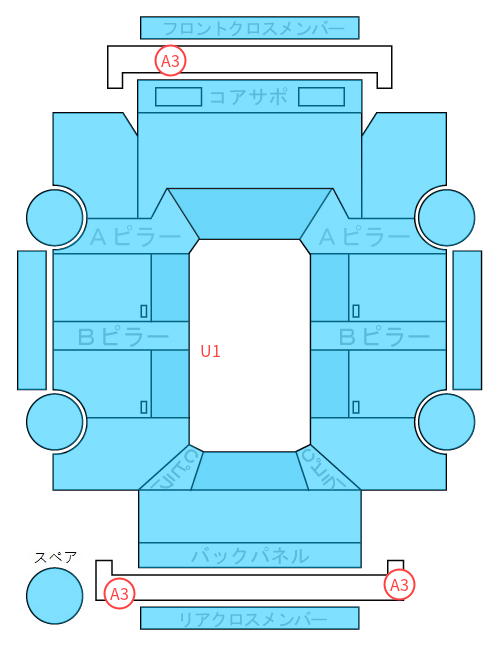 Body condition diagram (damage marks, Japanese labels)