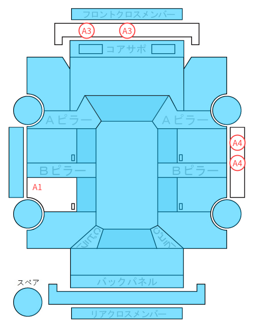 Body condition diagram (damage marks, Japanese labels)
