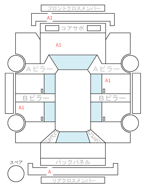 Body condition diagram (damage marks, Japanese labels)