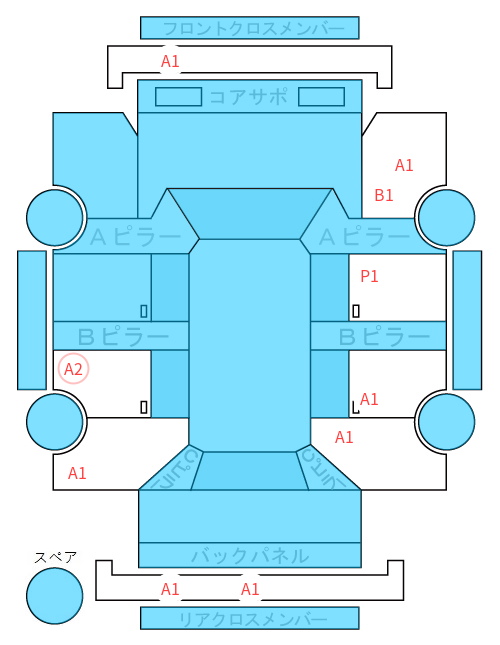 Body condition diagram (damage marks, Japanese labels)