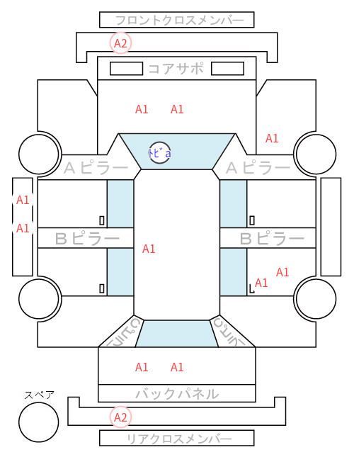 Body condition diagram (damage marks, Japanese labels)