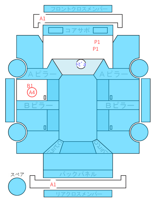 Body condition diagram (damage marks, Japanese labels)
