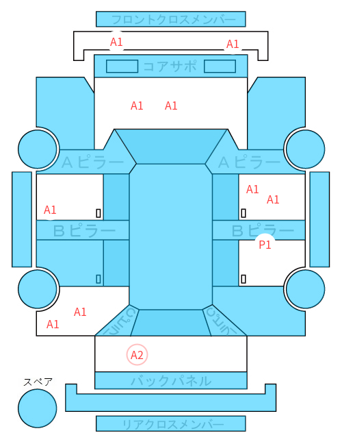 Body condition diagram (damage marks, Japanese labels)