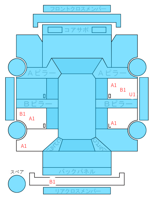 Body condition diagram (damage marks, Japanese labels)