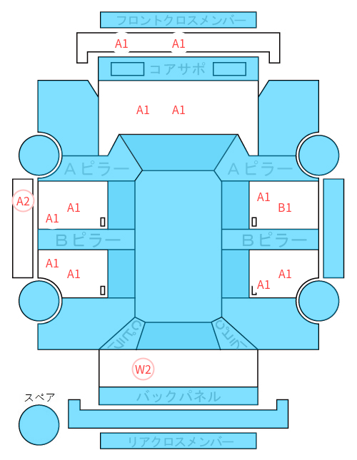 Body condition diagram (damage marks, Japanese labels)
