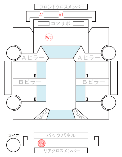 Body condition diagram (damage marks, Japanese labels)