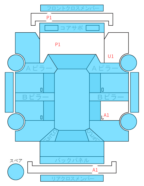 Body condition diagram (damage marks, Japanese labels)