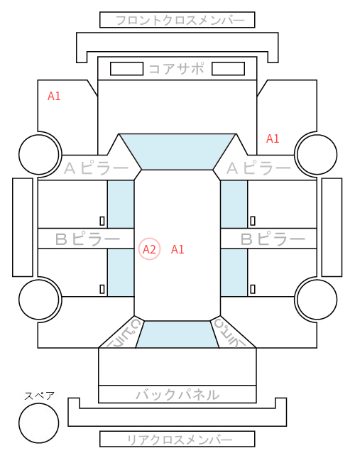 Body condition diagram (damage marks, Japanese labels)