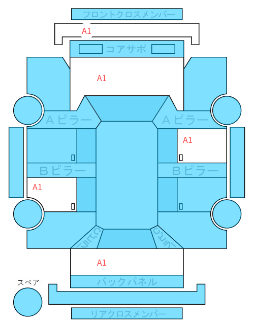 Body condition diagram (damage marks, Japanese labels)