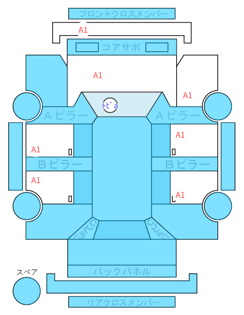 Body condition diagram (damage marks, Japanese labels)