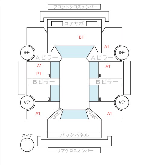 Body condition diagram (damage marks, Japanese labels)