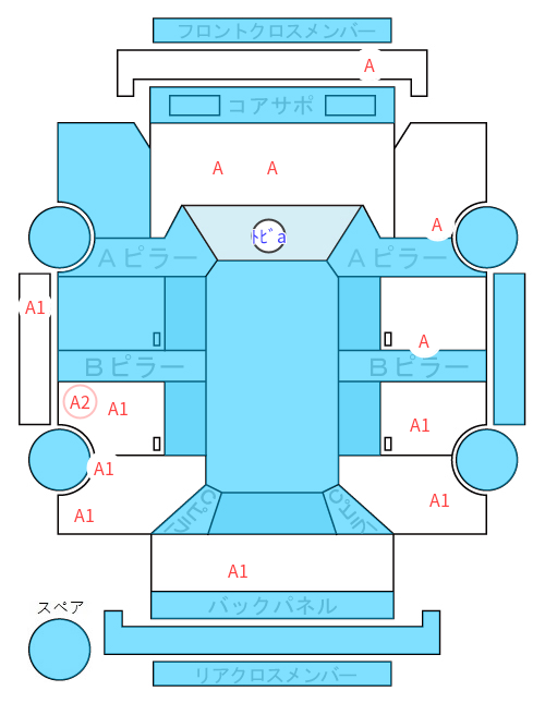 Body condition diagram (damage marks, Japanese labels)