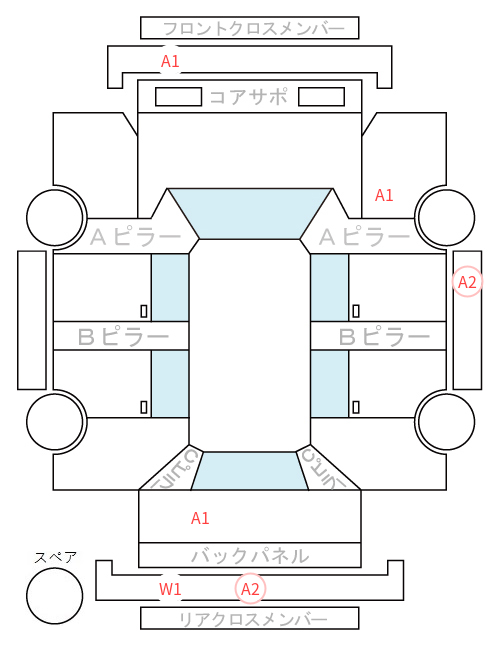 Body condition diagram (damage marks, Japanese labels)
