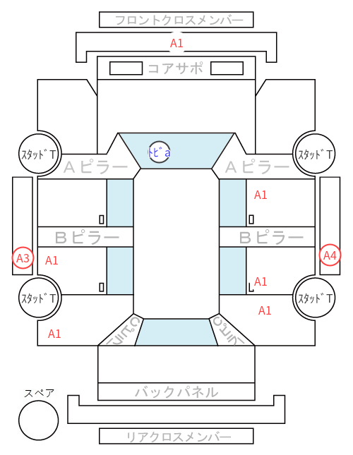 Body condition diagram (damage marks, Japanese labels)