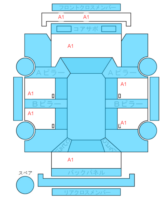 Body condition diagram (damage marks, Japanese labels)