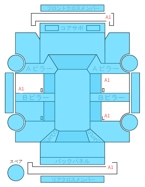 Body condition diagram (damage marks, Japanese labels)