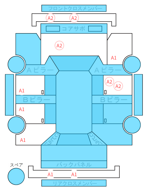 Body condition diagram (damage marks, Japanese labels)
