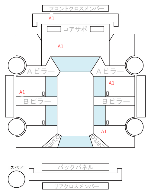 Body condition diagram (damage marks, Japanese labels)