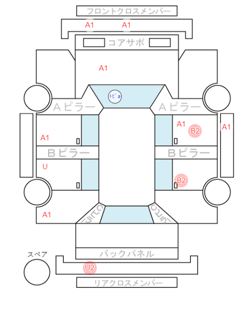 Body condition diagram (damage marks, Japanese labels)