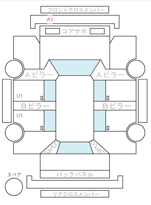 Body condition diagram (damage marks, Japanese labels)
