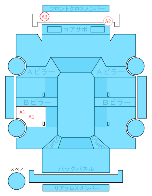 Body condition diagram (damage marks, Japanese labels)