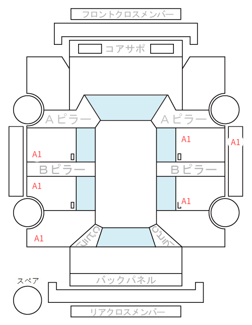 Body condition diagram (damage marks, Japanese labels)