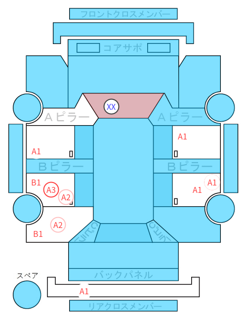 Body condition diagram (damage marks, Japanese labels)