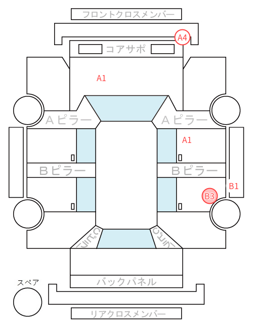Body condition diagram (damage marks, Japanese labels)