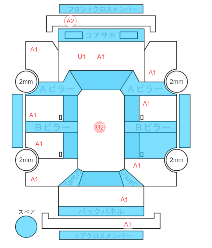 Body condition diagram (damage marks, Japanese labels)