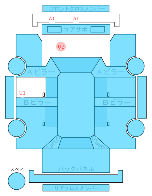 Body condition diagram (damage marks, Japanese labels)