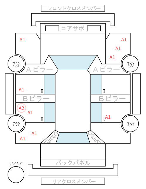 Body condition diagram (damage marks, Japanese labels)