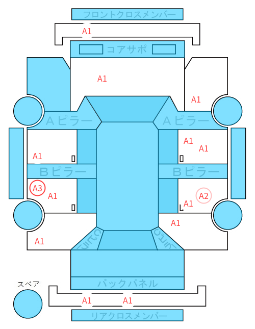 Body condition diagram (damage marks, Japanese labels)