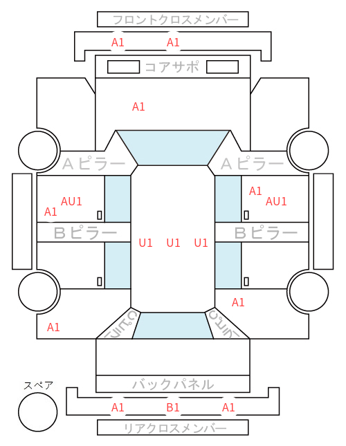 Body condition diagram (damage marks, Japanese labels)