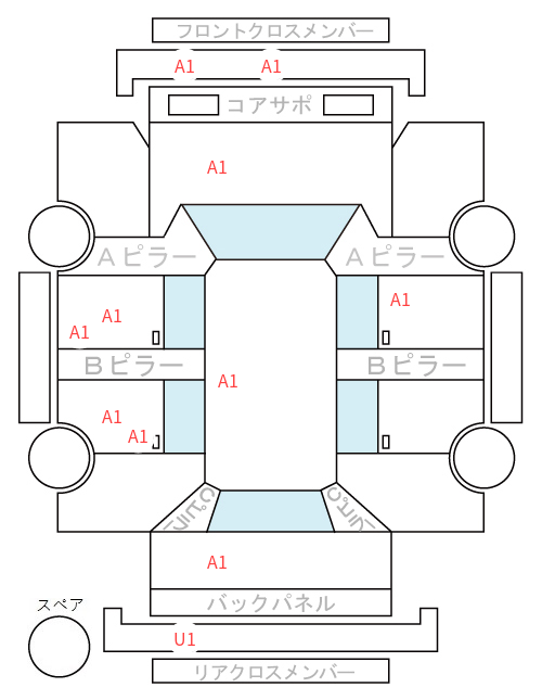 Body condition diagram (damage marks, Japanese labels)