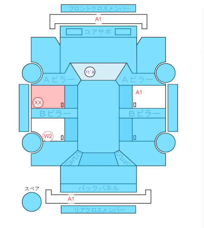 Body condition diagram (damage marks, Japanese labels)