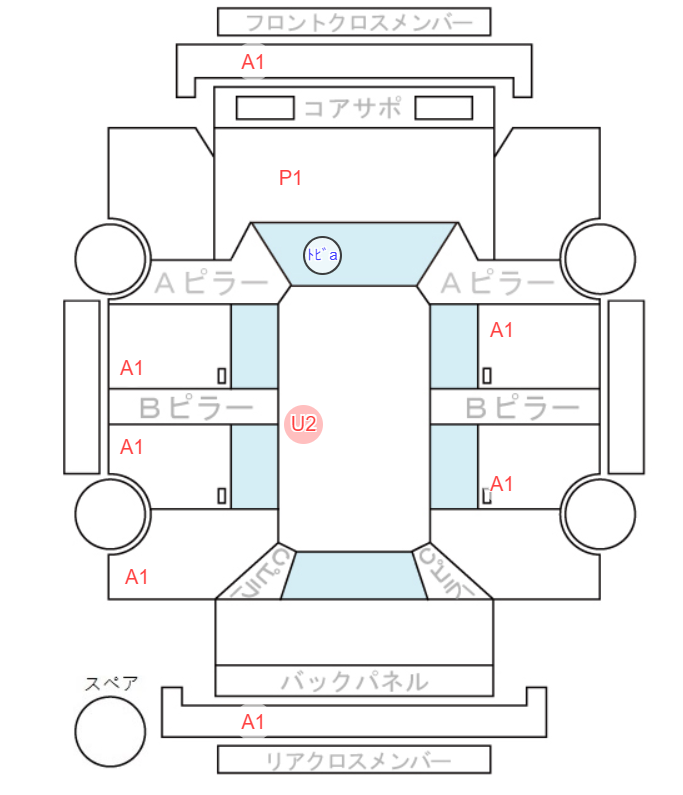 Body condition diagram (damage marks, Japanese labels)