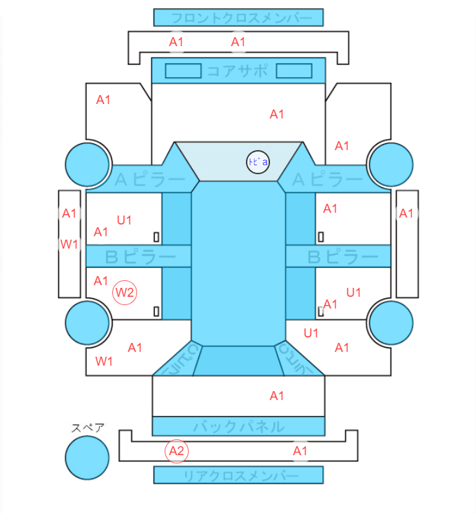 Body condition diagram (damage marks, Japanese labels)