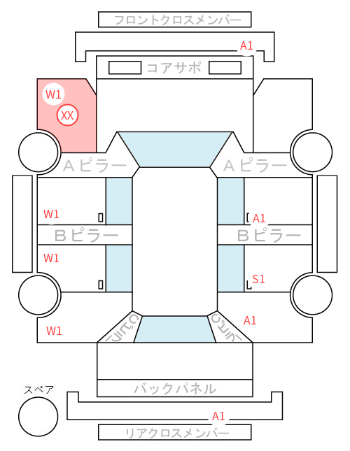 Body condition diagram (damage marks, Japanese labels)