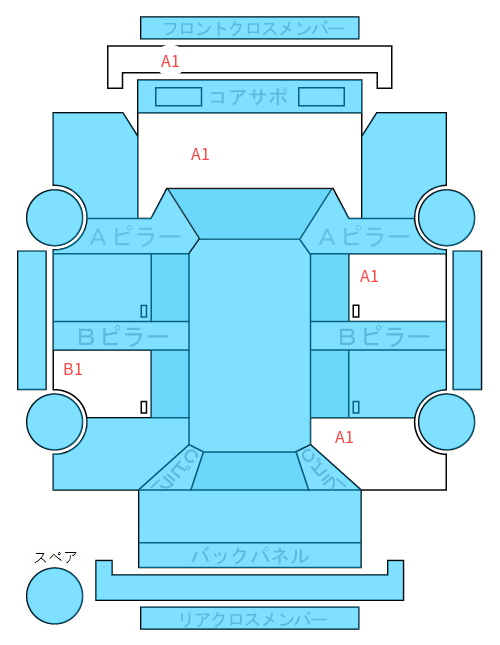 Body condition diagram (damage marks, Japanese labels)