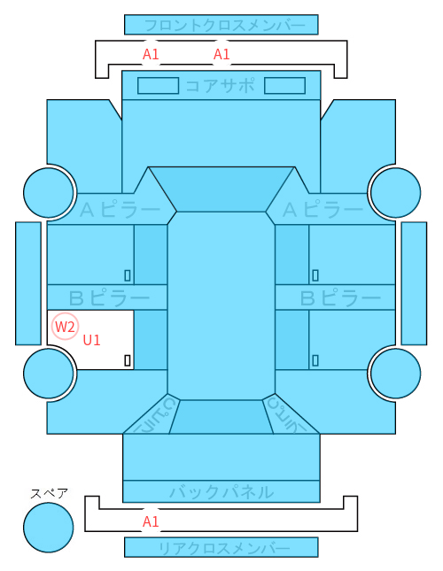Body condition diagram (damage marks, Japanese labels)