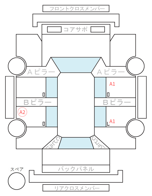 Body condition diagram (damage marks, Japanese labels)