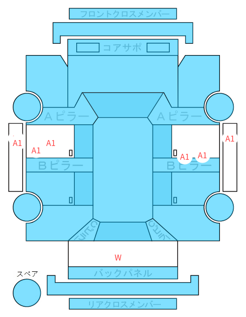 Body condition diagram (damage marks, Japanese labels)