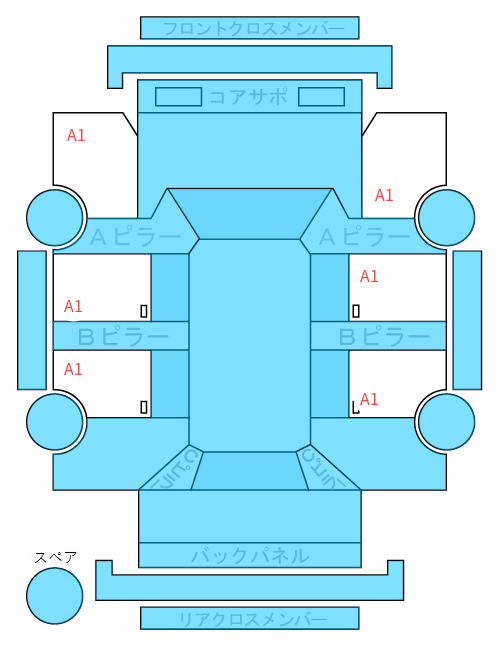 Body condition diagram (damage marks, Japanese labels)