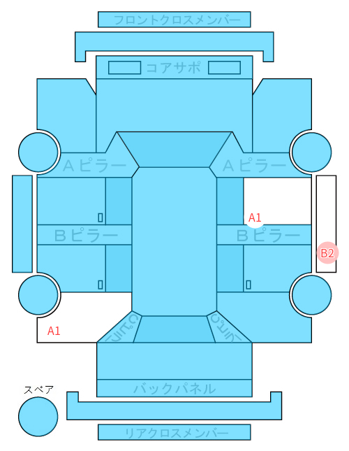 Body condition diagram (damage marks, Japanese labels)