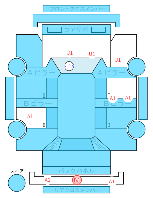 Body condition diagram (damage marks, Japanese labels)