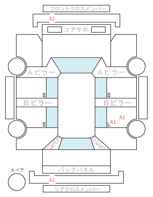 Body condition diagram (damage marks, Japanese labels)