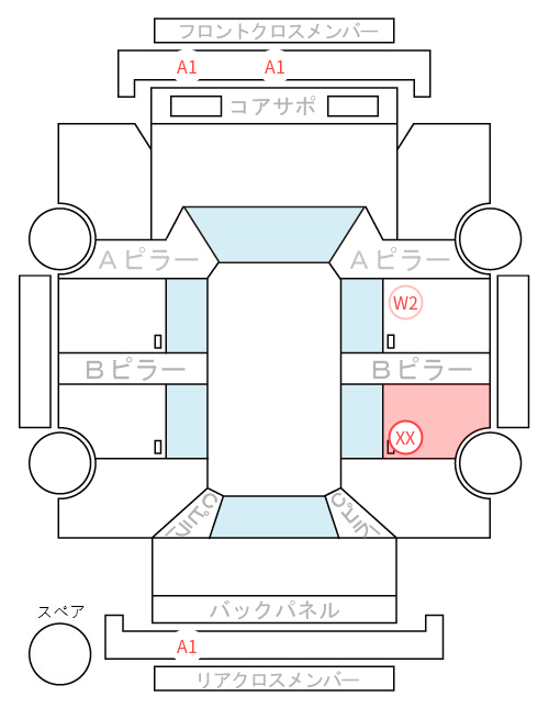 Body condition diagram (damage marks, Japanese labels)