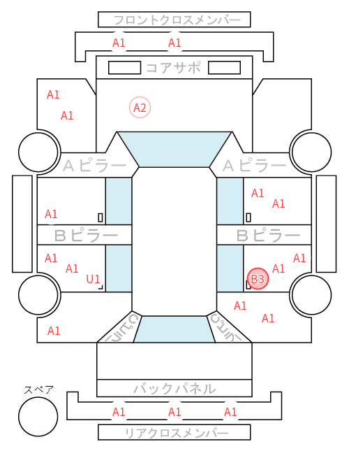 Body condition diagram (damage marks, Japanese labels)