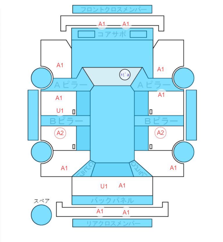Body condition diagram (damage marks, Japanese labels)