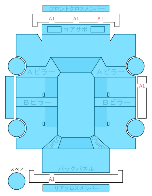 Body condition diagram (damage marks, Japanese labels)
